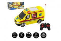 Teddies  Auto RC ambulance plast 20cm na dálkové ovládání 27MHz na baterie se světlem v krabici 28x13x11cm