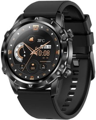 Carneo Adventure HR+ Bluetooth 5.0 z chytrých hodinek chytré fitness hodinky smartwatch krásné provedení vyměnitelný řemínek Bluetooth 5.0 technologie 13 sportovních režimů tep kalorie krokoměr měřič vzdálenosti monitoring spánku pohybový senzor přehrávání hudby focení pomocí hodinek jen tenké anti lost funkce IP67 krytí odolné vodě a potu body battery kardio index monitoring spánku měření SpO2 měření krevního tlaku temperované sklo elegantní chytré hodinky výkonné hodinky dlouhá výdrž baterie kovové tělo outdoorové chytré hodinky muž pánské hodinky