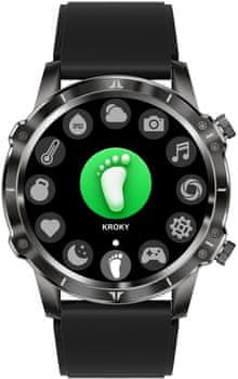 Carneo Adventure HR+ Bluetooth 5.0 z chytrých hodinek chytré fitness hodinky smartwatch krásné provedení vyměnitelný řemínek Bluetooth 5.0 technologie 13 sportovních režimů tep kalorie krokoměr měřič vzdálenosti monitoring spánku pohybový senzor přehrávání hudby focení pomocí hodinek jen tenké anti lost funkce IP67 krytí odolné vodě a potu body battery kardio index monitoring spánku měření SpO2 měření krevního tlaku temperované sklo elegantní chytré hodinky výkonné hodinky dlouhá výdrž baterie kovové tělo outdoorové chytré hodinky muž pánské hodinky