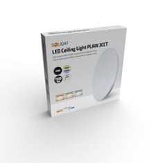 Solight LED stropní světlo Plain, 3CCT, 24W, 1920lm, 3000K, 4000K, 6000K, kulaté, 38cm, WO788