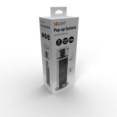 Solight USB výsuvný blok zásuvek, 3 zásuvky, plast, délka 1,5m, 3 x 1mm2, stříbrný, PP125