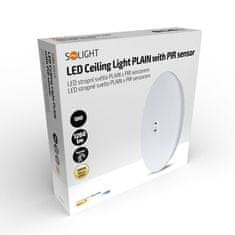 Solight LED stropní světlo PLAIN s PIR sensorem, 18W, 1260lm, 3000K, kulaté, 33cm, WO776