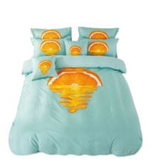 Bavlissimo 7-dílné povlečení pomerančové slunce 3 D tyrkysové 140x200 na dvě postele