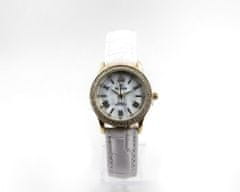 Slava Time Dámské bílé hodinky SLAVA ve zlatém pouzdře s kamínky Swarovski SLAVA 10080