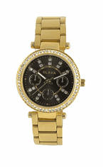 Slava Time Dámské černo-zlaté hodinky SLAVA vykládané kamínky Swarovski SLAVA 10018