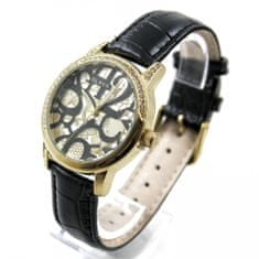 Slava Time Dámské černé hodinky ve zlatém pouzdře s retro ciferníkem SLAVA 10081