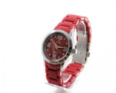 Slava Time Dámské červené hodinky SLAVA s římskými číslicemi z kamínků SLAVA 10139