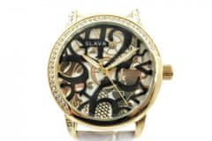 Slava Time Dámské bílé hodinky ve zlatém pouzdře s retro ciferníkem SLAVA 10081