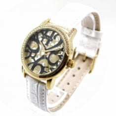 Slava Time Dámské bílé hodinky ve zlatém pouzdře s retro ciferníkem SLAVA 10081