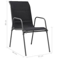Vidaxl Stohovatelné zahradní židle 2 ks ocel a textilen černé