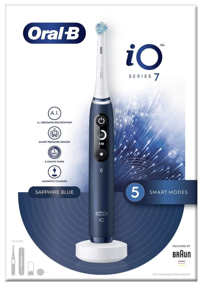 Oral-B iO– 7 električna četkica za zube, Braun dizajn, bijela