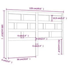 Vidaxl Čelo postele 126 x 4 x 100 cm masivní borovice