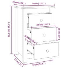 Greatstore Noční stolek černý 40 x 35 x 61,5 cm masivní borové dřevo