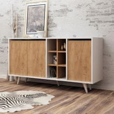 Hanah Home Komoda Seria 140 cm bílá/dub craft zlatý