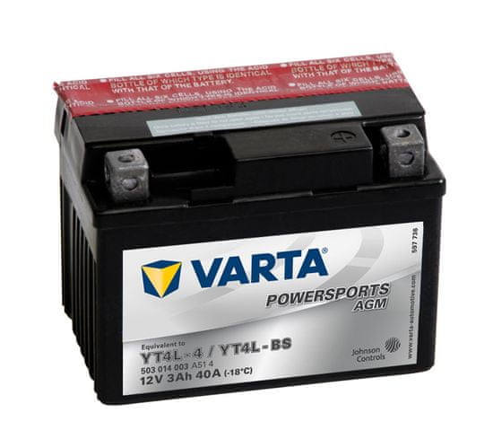 Varta | Motobaterie 503014 VARTA YT4L-BS 12V 3Ah 40A AGM