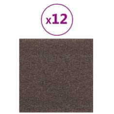 Vidaxl Nástěnné panely 12 ks taupe 30 x 30 cm textil 1,08 m²