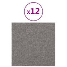 Vidaxl Nástěnné panely 12 ks světle šedé 30 x 30 cm textil 1,08 m²