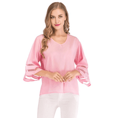 Dámský vršek 3/4 Bell Mesh Panel V Neck Top S