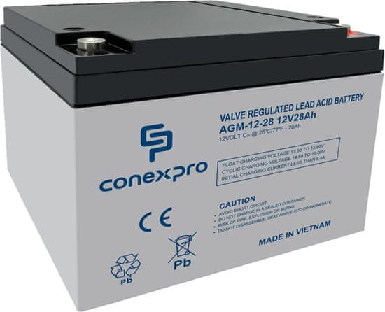 Conexpro baterie AGM-12-28, 12V/28Ah, Lifetime