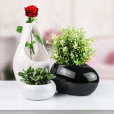 botle Keramický květináč kulatý MISA Průměr 14 cm Výška 6 cm černá lesklý