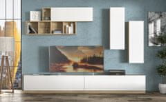 CASARREDO Obývací sestava VISALIA (2x skříňka závěs, 2x TV stolek, police, police s dvířky) dub artisan/bílá