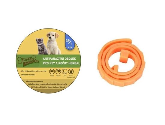 Surtep Animals Antiparazitní obojek pro psy a kočky Herbal 39/1cm Oranžová