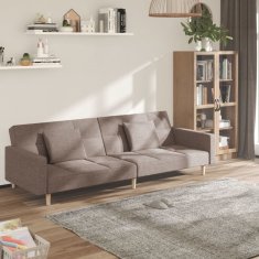 Greatstore 2místná rozkládací pohovka se 2 polštáři taupe textil