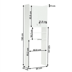 KONDELA Skříňka nad pračku, bílá, NATALI