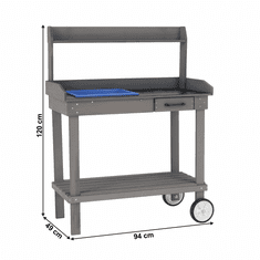 KONDELA Zahradní pracovní stůl, dřevo / šedá, Bardy