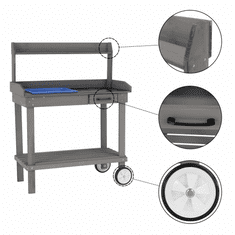 KONDELA Zahradní pracovní stůl, dřevo / šedá, Bardy