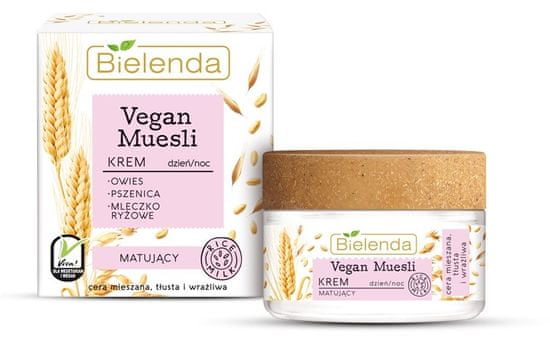 Bielenda Veganský zmatňující denní a noční krém s müsli - pro smíšenou, mastnou a citlivou pleť 50 ml