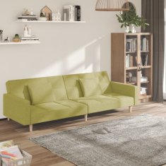 Greatstore 2místná rozkládací pohovka se 2 polštáři zelená textil