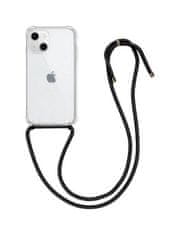 TopQ Kryt iPhone 13 mini silikon s černou šňůrkou průhledný 67293
