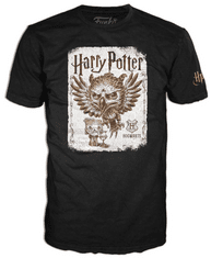 CurePink Pánské tričko se sběratelskou figurkou Harry Potter: Brumbálův patron (S|figurka 9 cm) černá bavlna