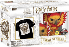 CurePink Pánské tričko se sběratelskou figurkou Harry Potter: Brumbálův patron (S|figurka 9 cm) černá bavlna