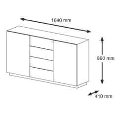 Homlando Komoda Aura 2D4S 164 cm řemeslný dub / černá mat