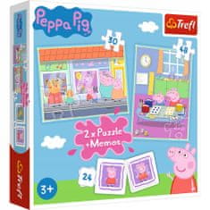 Trefl Set 3v1 Puzzle Memo Peppa Pig Day