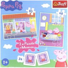 Trefl Set 3v1 Puzzle Memo Peppa Pig Day