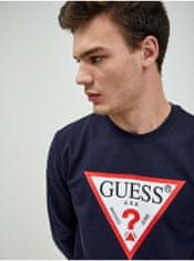 Guess Tmavě modré pánské tričko s dlouhým rukávem Guess Audley L