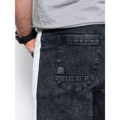 OMBRE Pánské šortky džínové IAN černé MDN116280 XL
