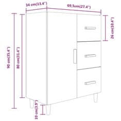 Greatstore Příborník kouřový dub 69,5 x 34 x 90 cm kompozitní dřevo