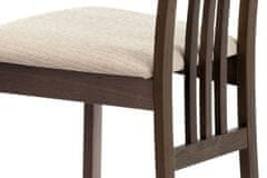 Autronic Dřevěná jídelní židle Jídelní židle, masiv buk, barva ořech, látkový krémový potah (BC-2482 WAL)