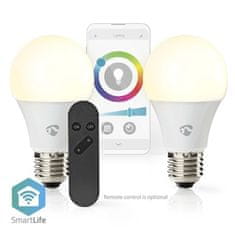 Nedis Chytrá žárovka SmartLife klasik, Wi-Fi, E27, 806 lm, 9 W, RGB / Teplá - studená bílá, 2ks