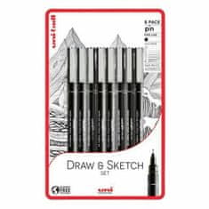 Uni-ball Uni pin draw and sketch sada 8 ks (0,05-1,2mm)