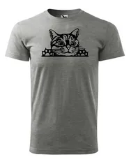 Fenomeno Pánské tričko Kočka - šedé Velikost: XL