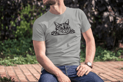 Fenomeno Pánské tričko Kočka - šedé Velikost: XL