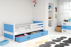eoshop Dětská postel RICO 1 90x200 cm, bílá/modrá (Volba matrace: Pěnová matrace)