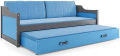 eoshop Dětská postel s přistýlkou DAVID 80x190 cm, grafitová/modrá (Volba matrace: Pěnová matrace)