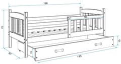 eoshop Dětská postel s přistýlkou KUBUS 2 80x190 cm, bílá/bílá (Volba matrace: Pěnová matrace)