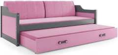 eoshop Dětská postel s přistýlkou DAVID 80x190 cm, grafitová/růžová (Volba matrace: Pěnová matrace)